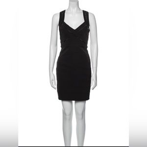 Aidan Mattox black mini dress with black sequin embellishment. Size 8.